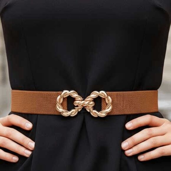 Ladies Stylish Stretch Brown Belt (27.5 Inches) - Picture 2 of 2